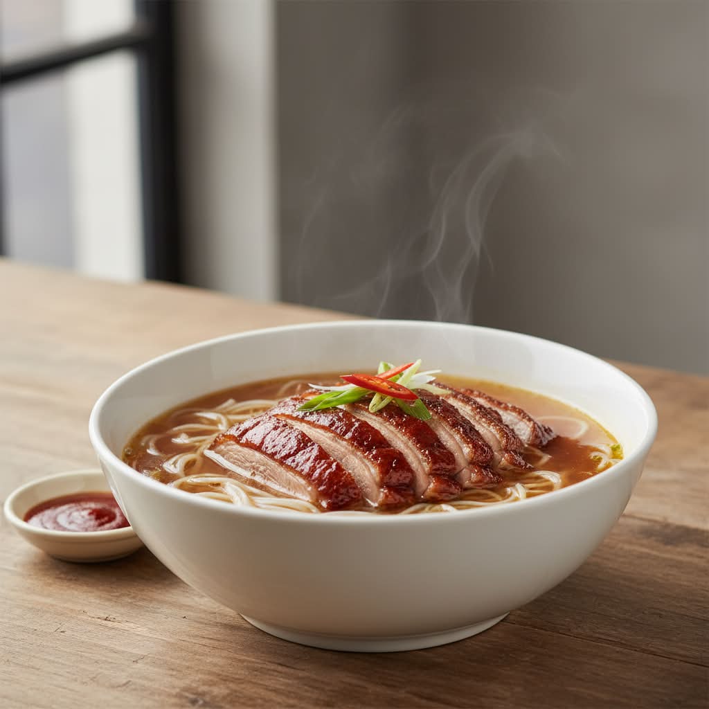 BBQ Duck with Rice Noodle in Soup 燒鴨瀨粉